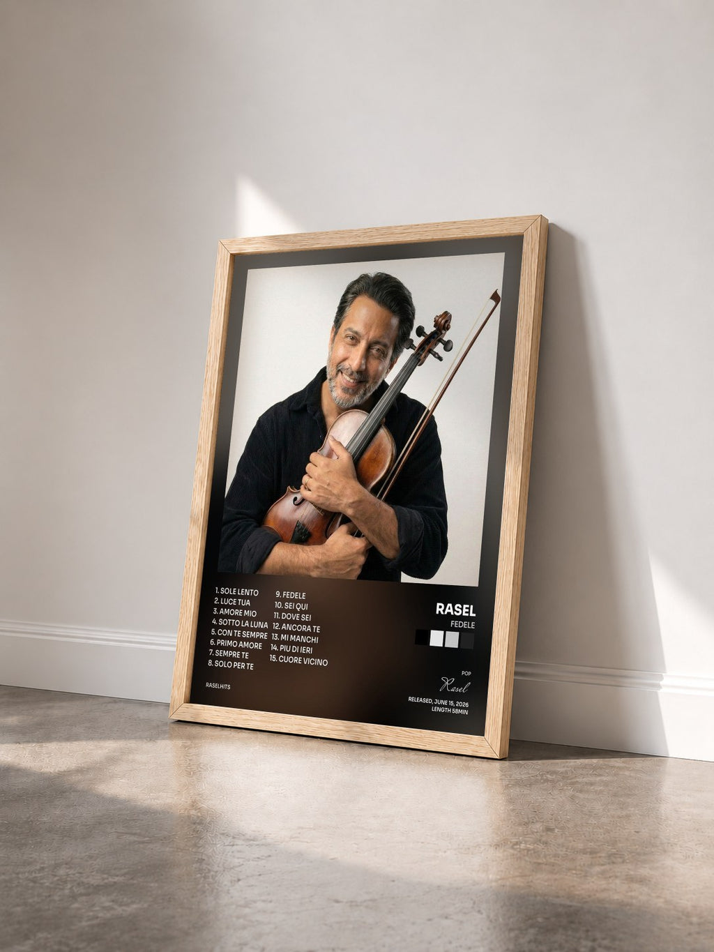 #bois Tableau de l'album Fedele de Rasel vu de trois quarts, cadre en bois brut