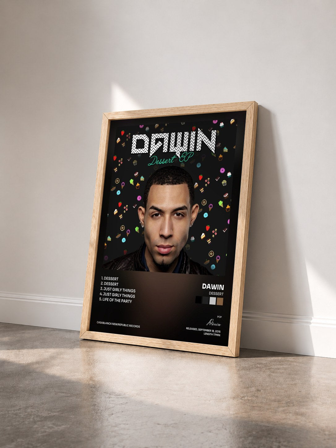#bois Tableau de l'album Dessert de Dawin vu de trois quarts, cadre en bois brut