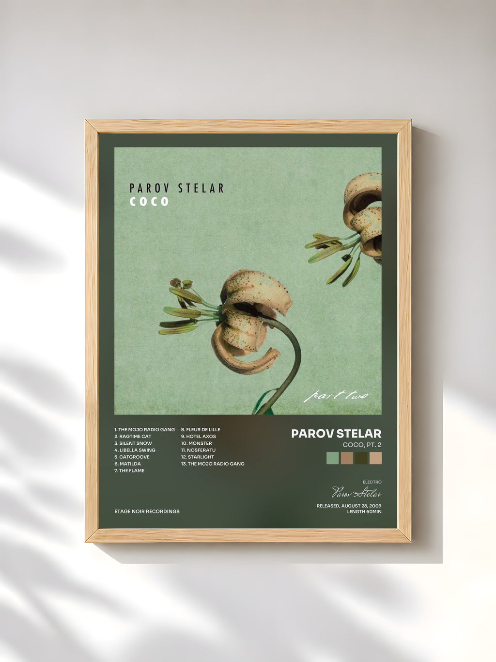 #bois Tableau de l'album Coco, Pt. 2 de Parov Stelar, cadre en bois brut, imprimé et encadré en France