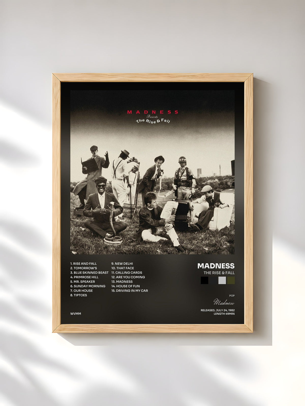 #bois Tableau de l'album The Rise & Fall de Madness, cadre en bois brut, imprimé et encadré en France