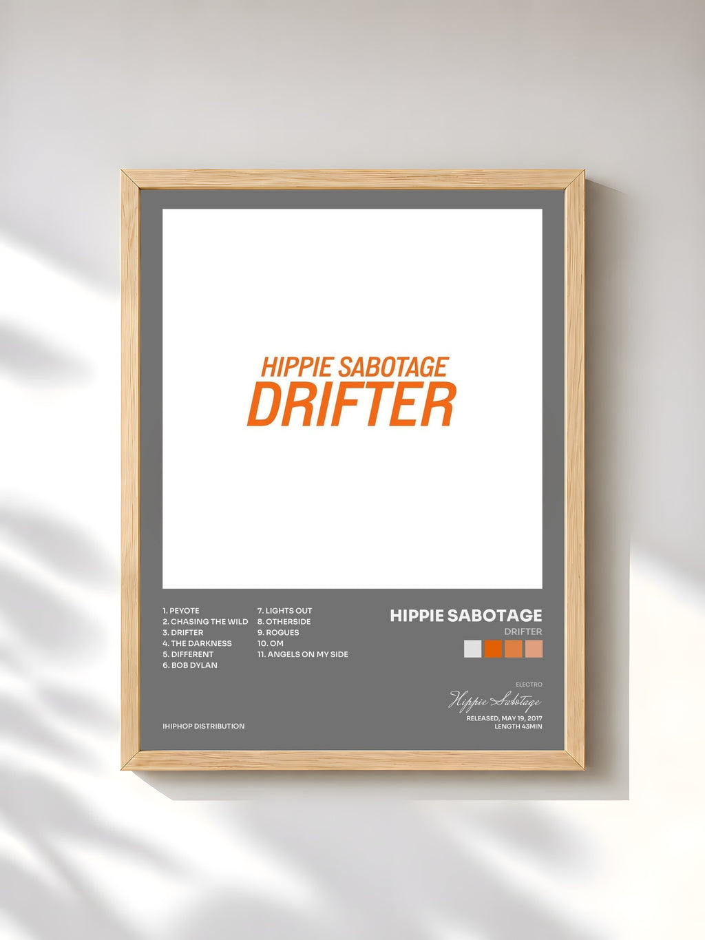 #bois Tableau de l'album Drifter de Hippie Sabotage, cadre en bois brut, imprimé et encadré en France