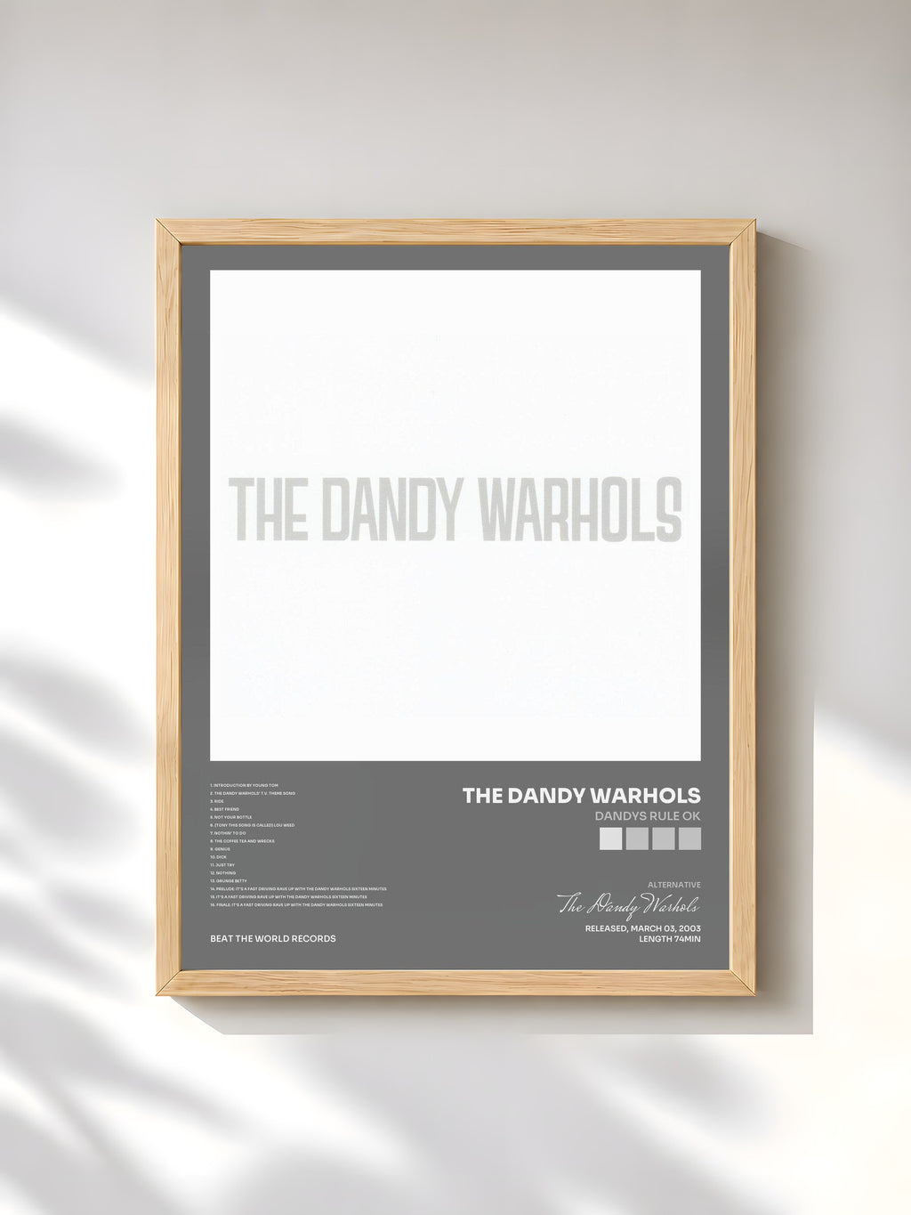 #bois Tableau de l'album Dandys Rule OK de The Dandy Warhols, cadre en bois brut, imprimé et encadré en France
