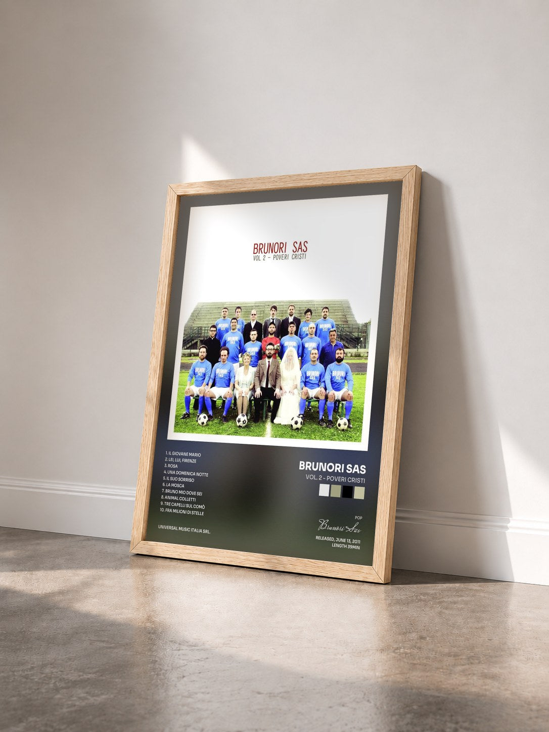 #bois Tableau de l'album Vol. 2 - Poveri Cristi de Brunori Sas vu de trois quarts, cadre en bois brut