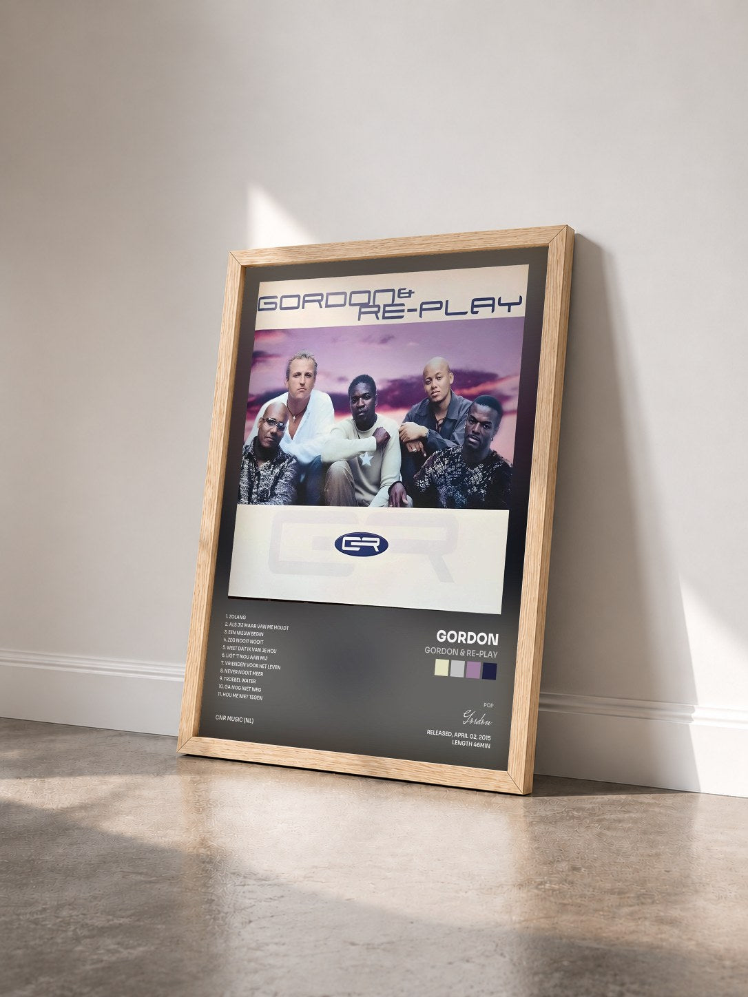 #bois Tableau de l'album Gordon & Re-Play de Gordon vu de trois quarts, cadre en bois brut