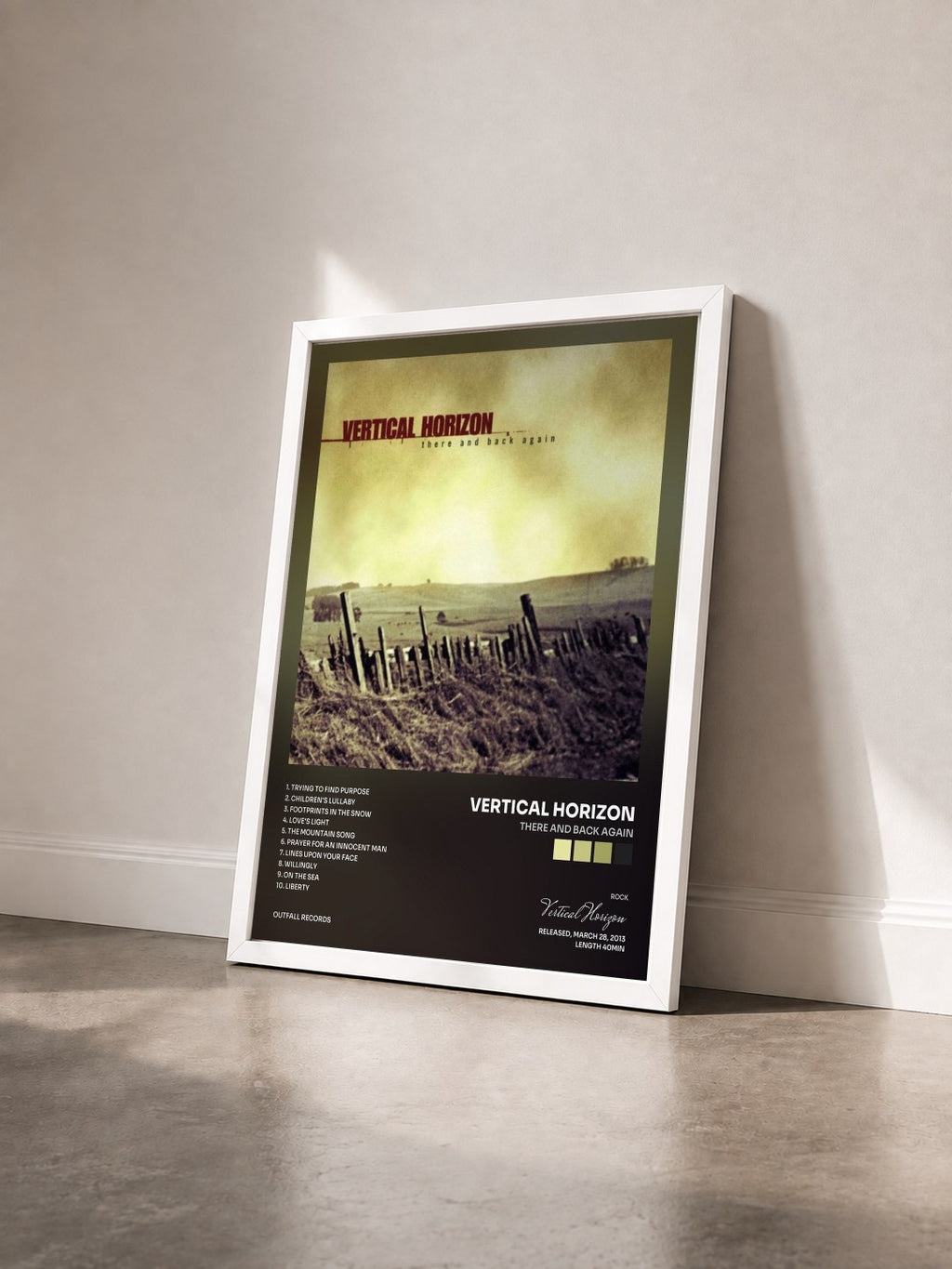 #blanc Tableau de l'album There and Back Again de Vertical Horizon vu de trois quarts, cadre blanc
