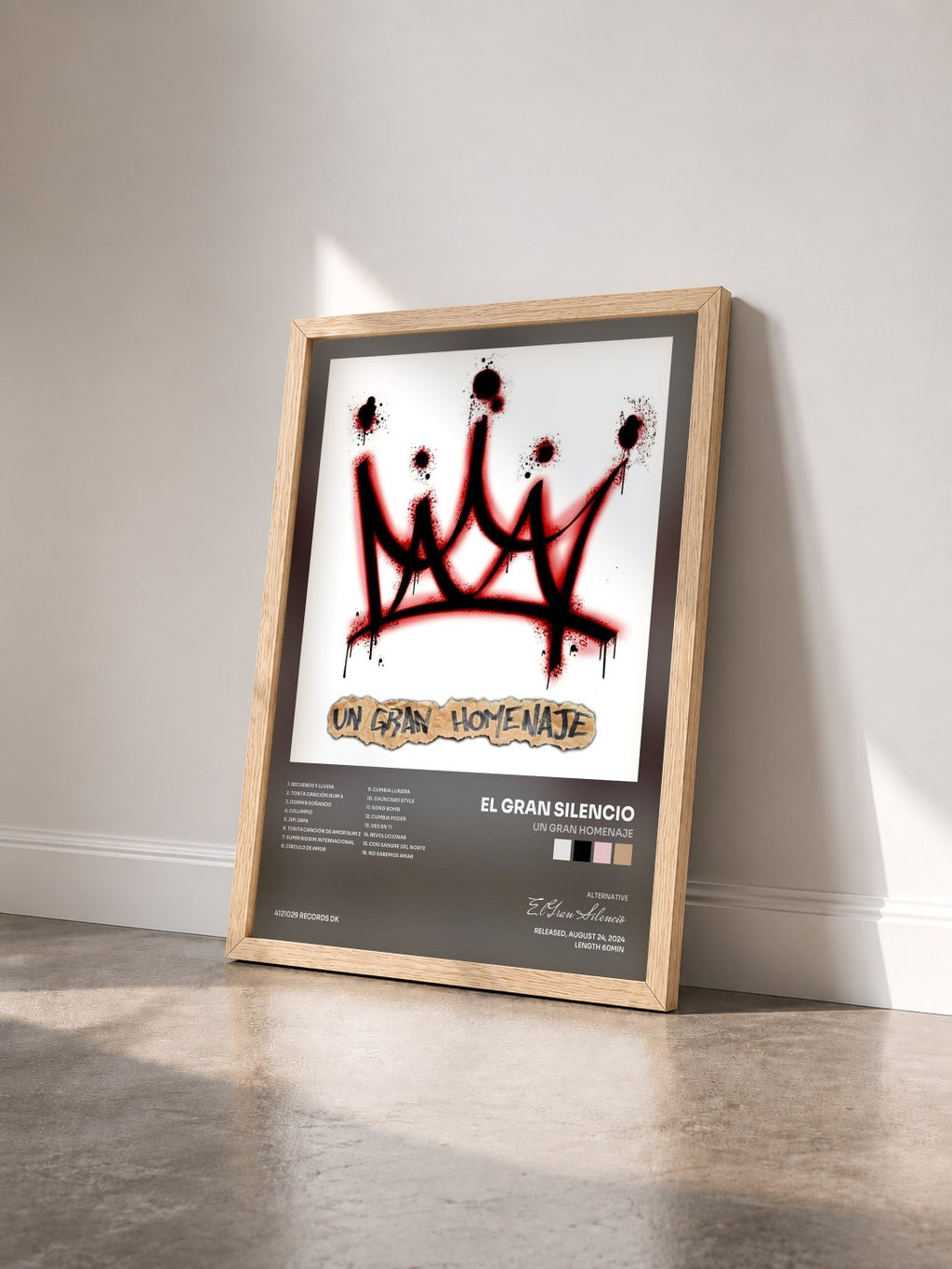#bois Tableau de l'album Un Gran Homenaje de El Gran Silencio vu de trois quarts, cadre en bois brut