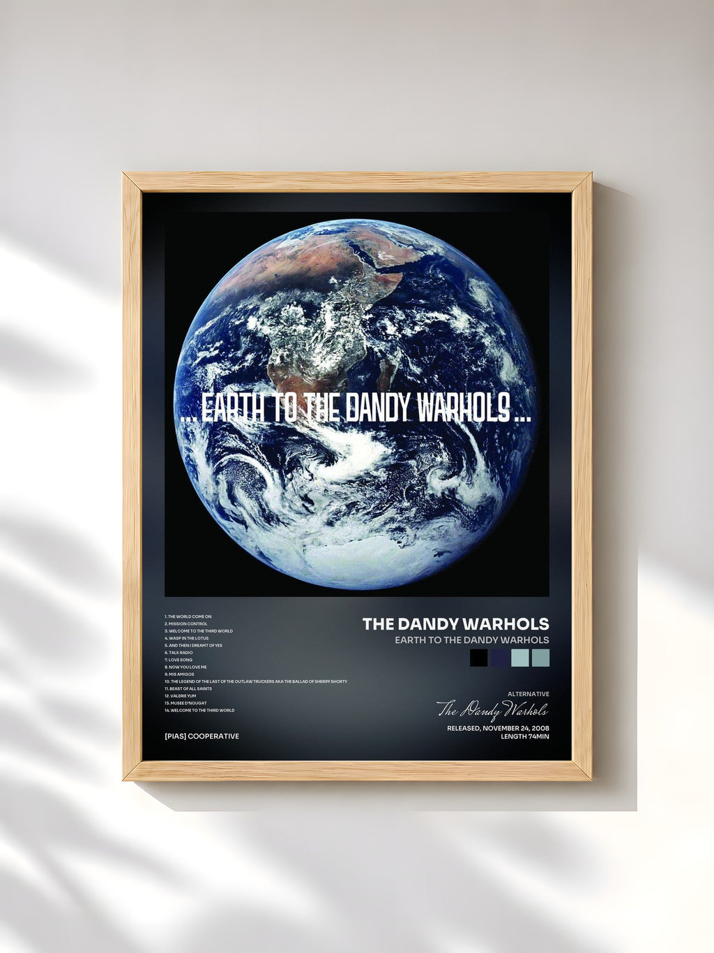 #bois Tableau de l'album Earth to the Dandy Warhols de The Dandy Warhols, cadre en bois brut, imprimé et encadré en France