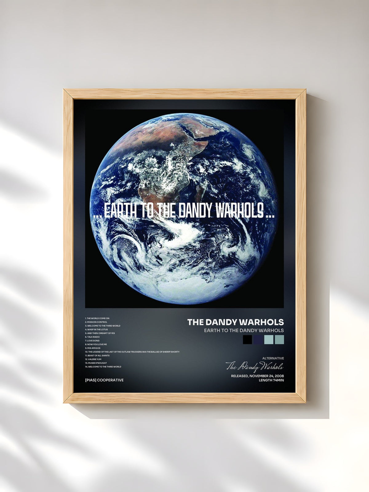#bois Tableau de l'album Earth to the Dandy Warhols de The Dandy Warhols, cadre en bois brut, imprimé et encadré en France