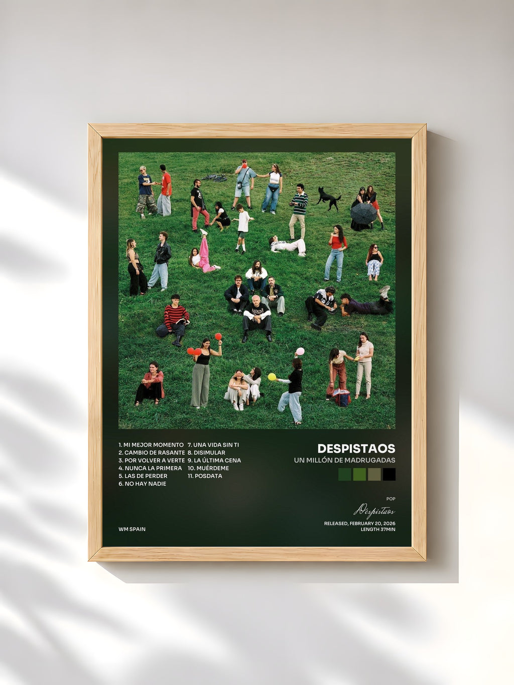 #bois Tableau de l'album Un millón de madrugadas de Despistaos, cadre en bois brut, imprimé et encadré en France