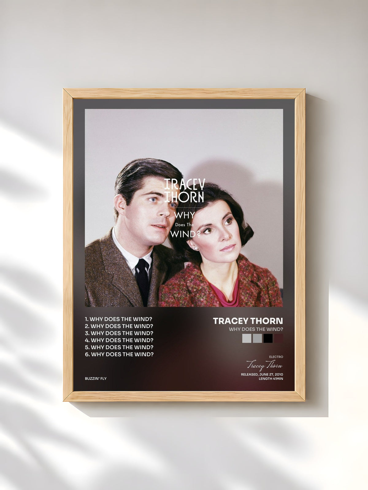 #bois Tableau de l'album Why Does the Wind? de Tracey Thorn, cadre en bois brut, imprimé et encadré en France