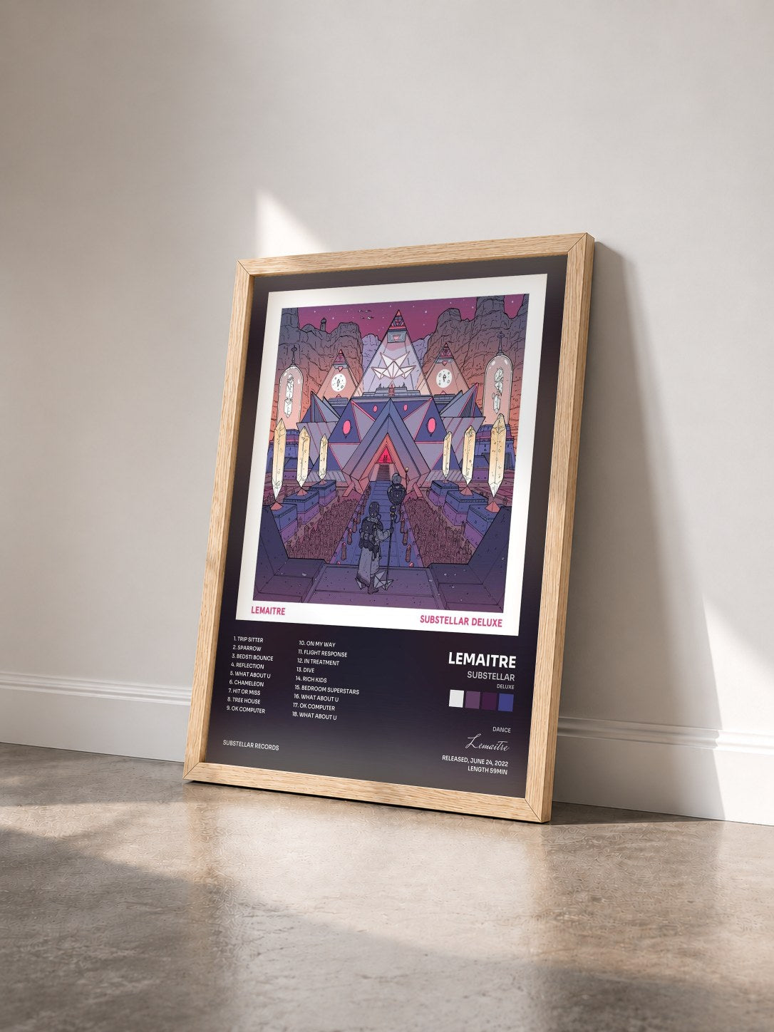 #bois Tableau de l'album Substellar (Deluxe) de Lemaitre vu de trois quarts, cadre en bois brut