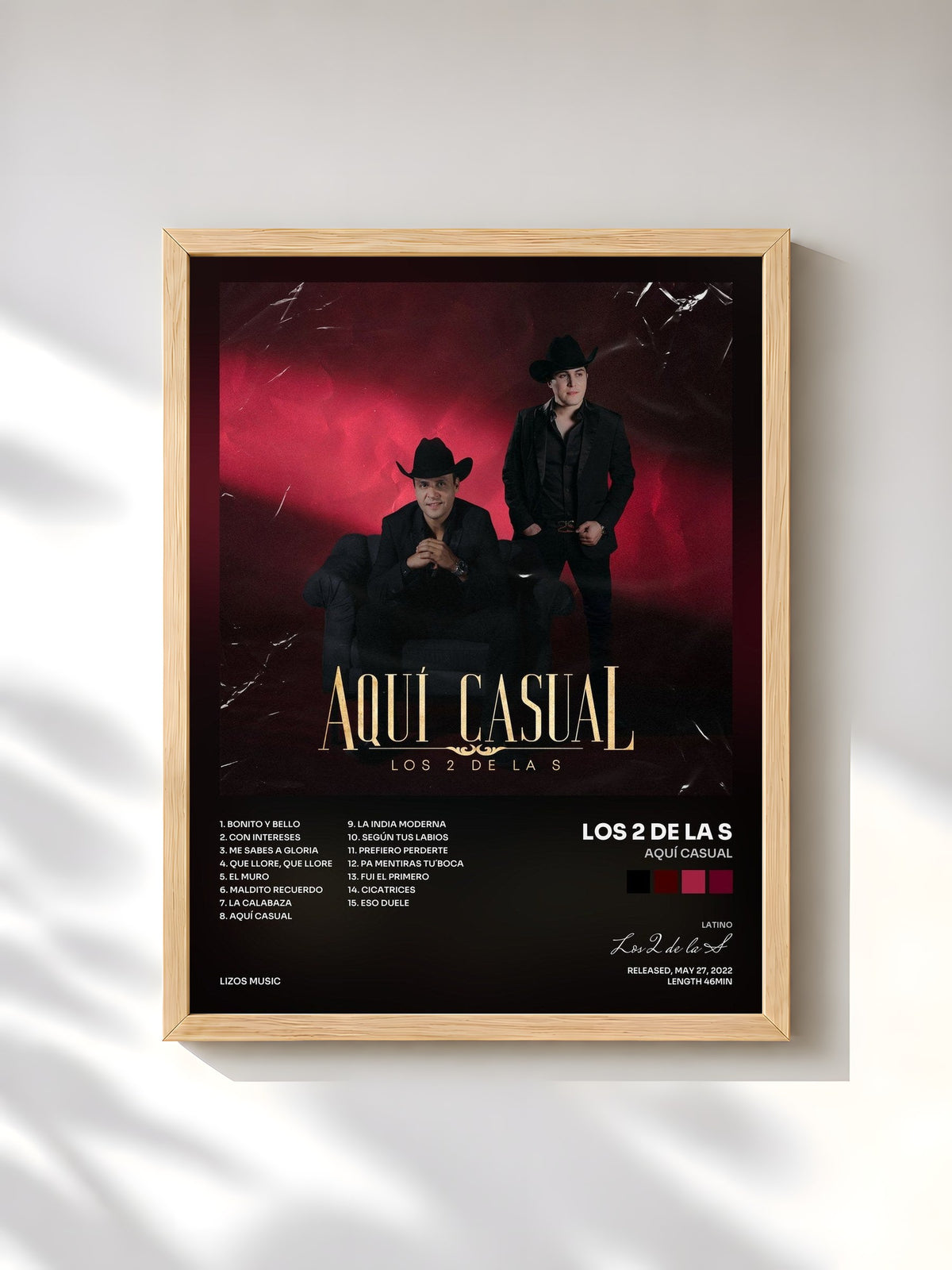 #bois Tableau de l'album Aquí Casual de Los 2 de la S, cadre en bois brut, imprimé et encadré en France