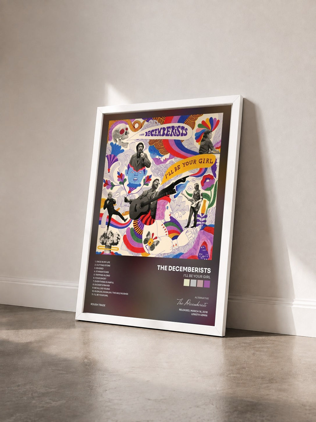 #blanc Tableau de l'album I'll Be Your Girl de The Decemberists vu de trois quarts, cadre blanc