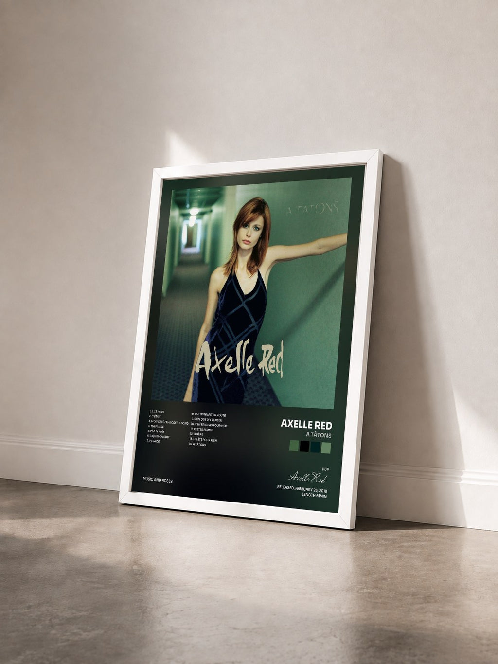 #blanc Tableau de l'album A tâtons de Axelle Red vu de trois quarts, cadre blanc