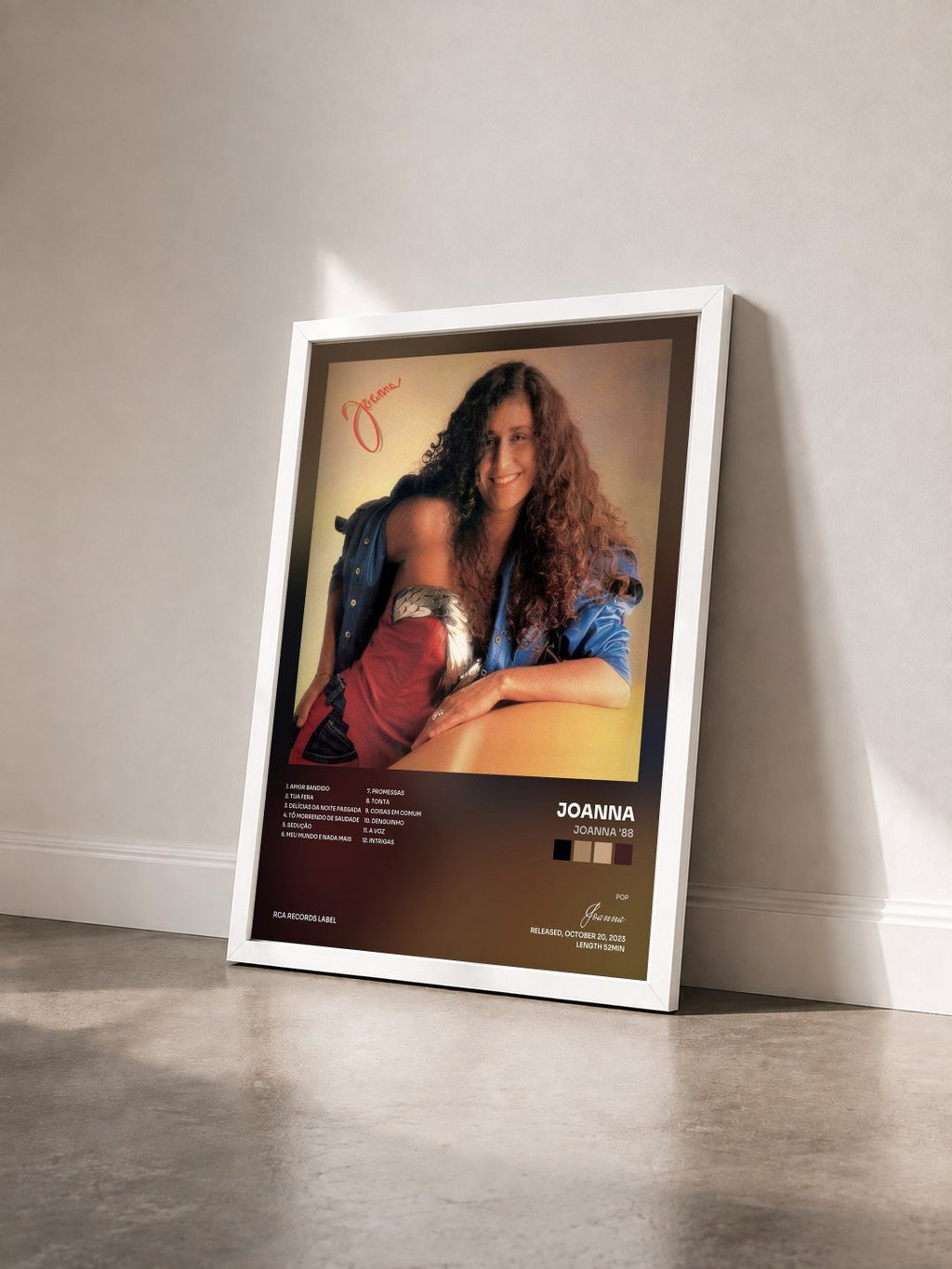 #blanc Tableau de l'album Joanna '88 de Joanna vu de trois quarts, cadre blanc