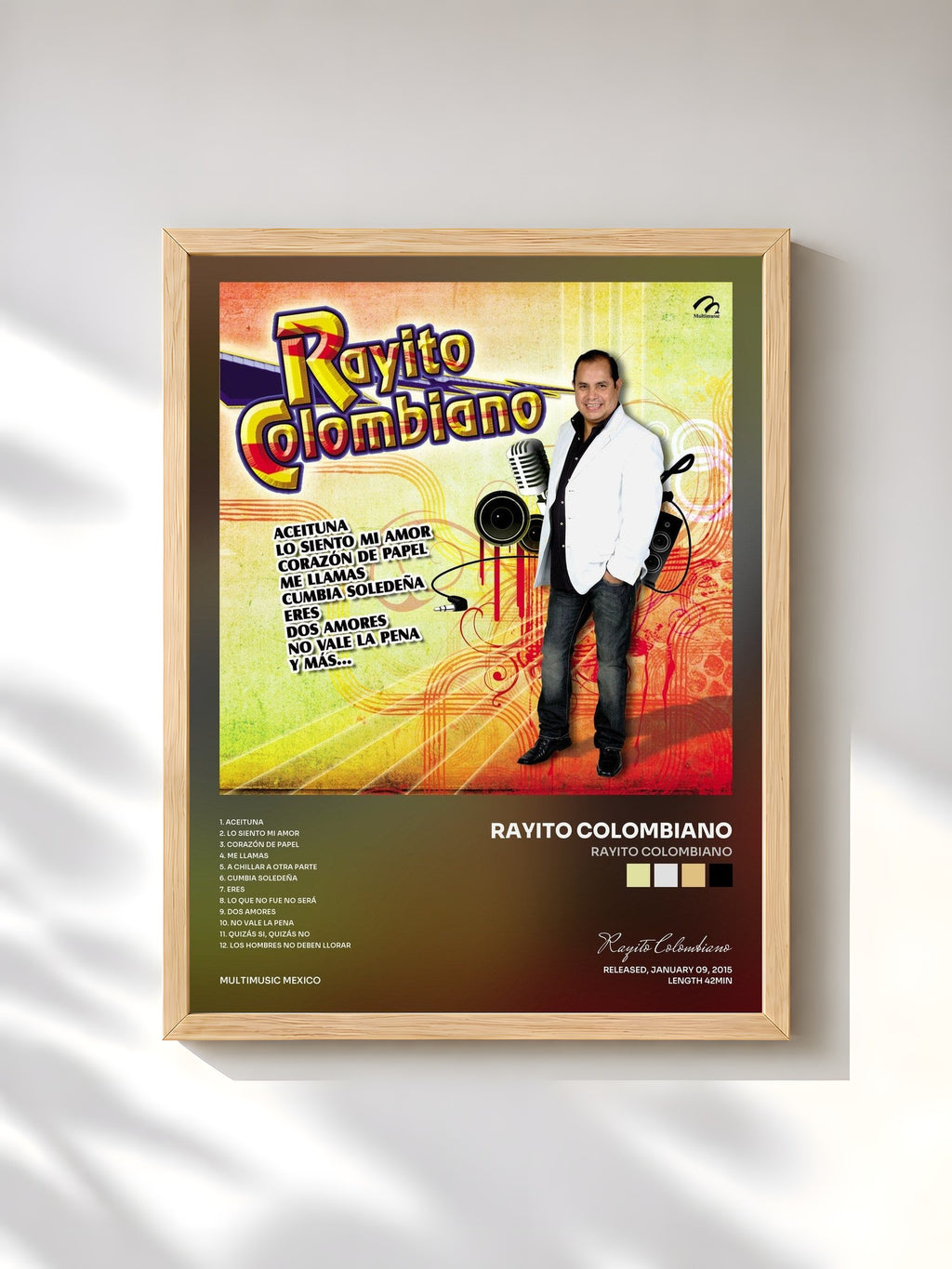 #bois Tableau de l'album Rayito Colombiano de Rayito Colombiano, cadre en bois brut, imprimé et encadré en France