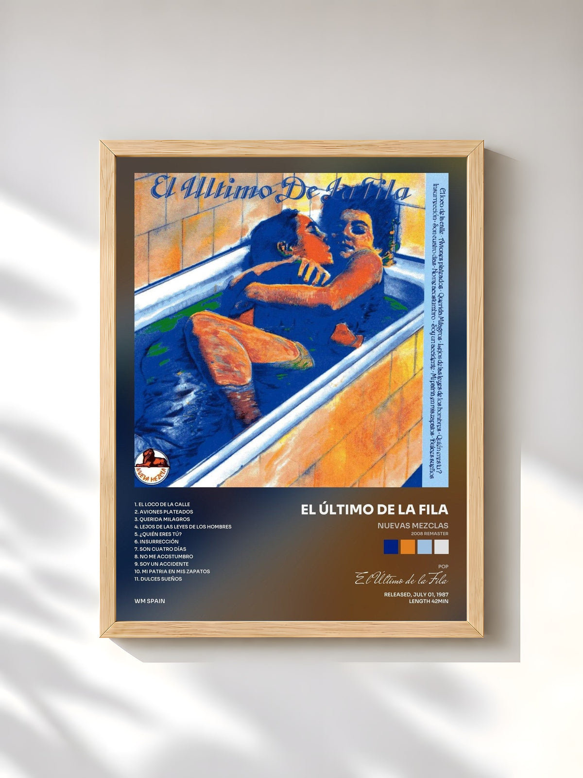 #bois Tableau de l'album Nuevas mezclas (2008 Remaster) de El Último de la Fila, cadre en bois brut, imprimé et encadré en France