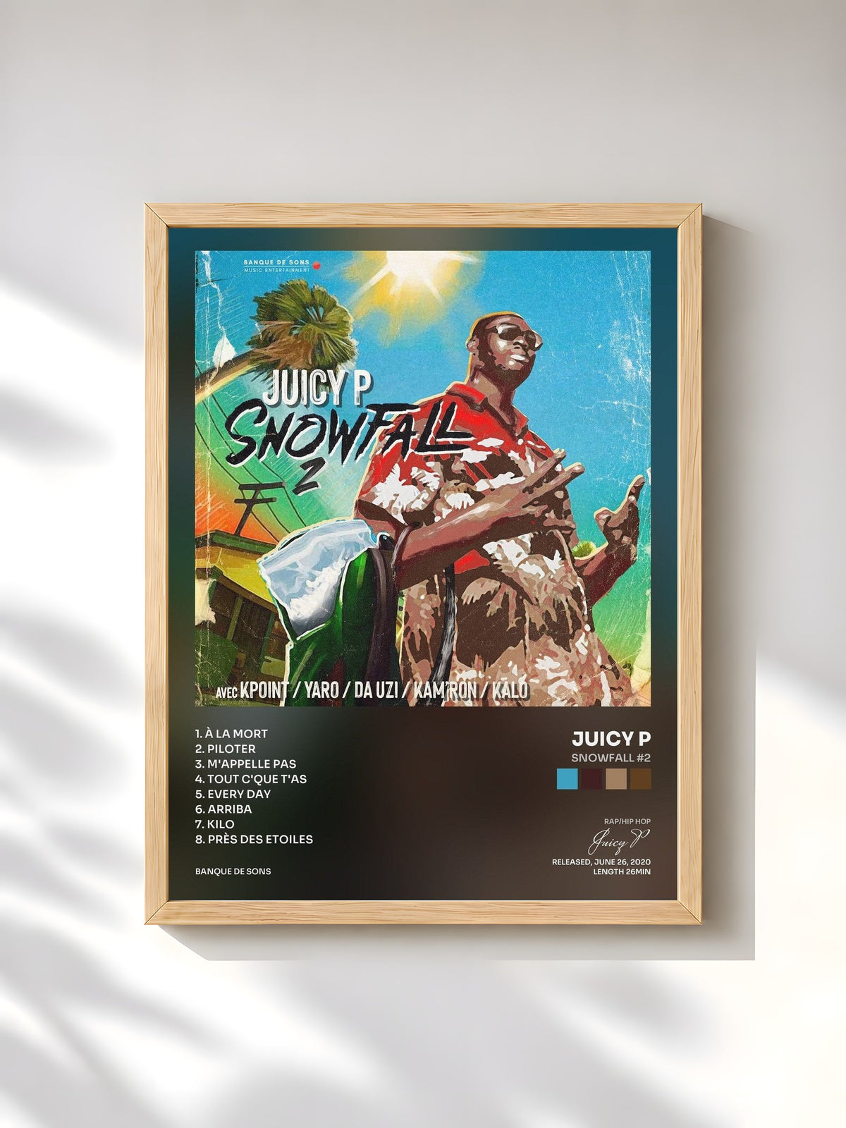 #bois Tableau de l'album Snowfall #2 de Juicy P, cadre en bois brut, imprimé et encadré en France