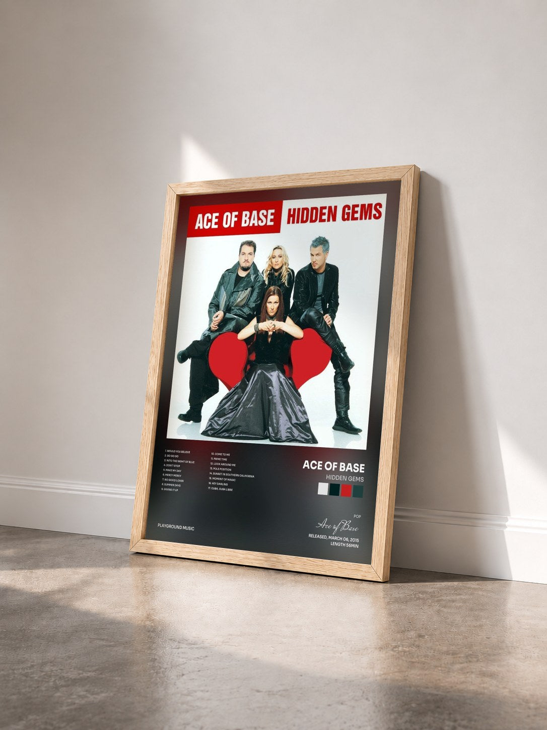 #bois Tableau de l'album Hidden Gems de Ace of Base vu de trois quarts, cadre en bois brut