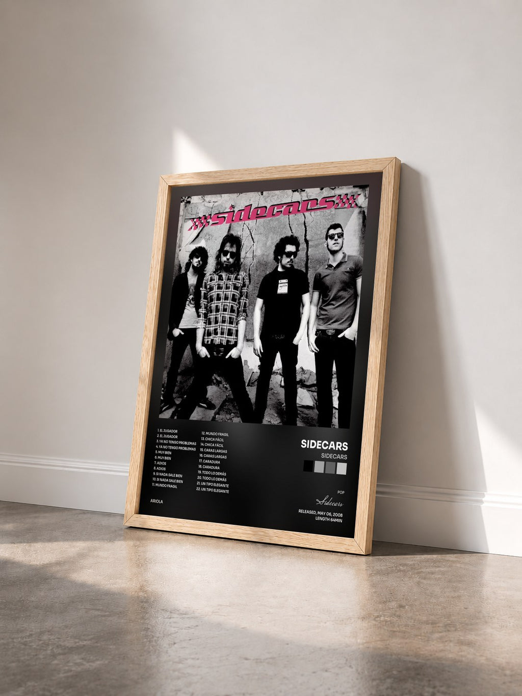 #bois Tableau de l'album Sidecars de Sidecars vu de trois quarts, cadre en bois brut