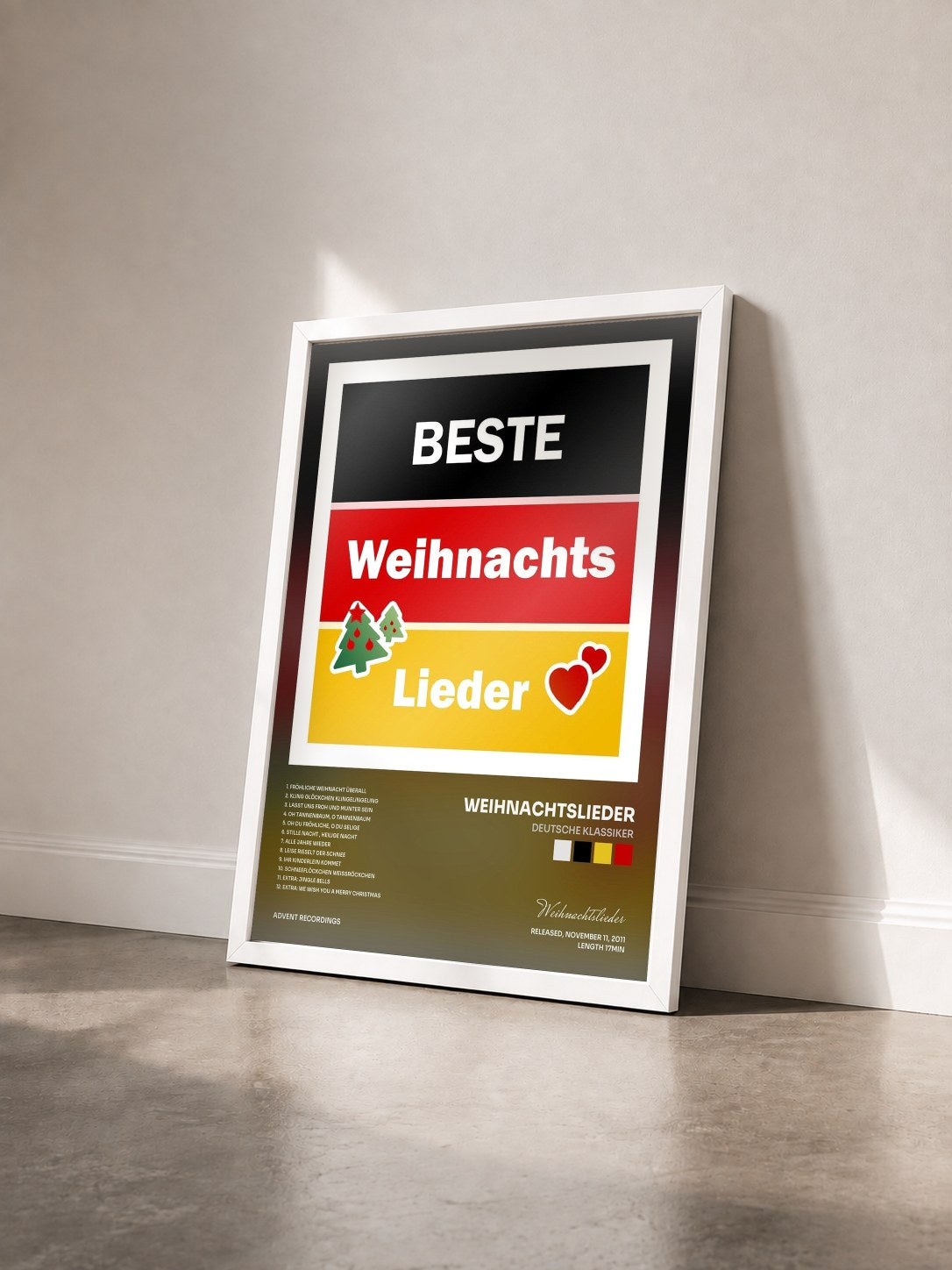 #blanc Tableau de l'album Deutsche Klassiker de Weihnachtslieder vu de trois quarts, cadre blanc
