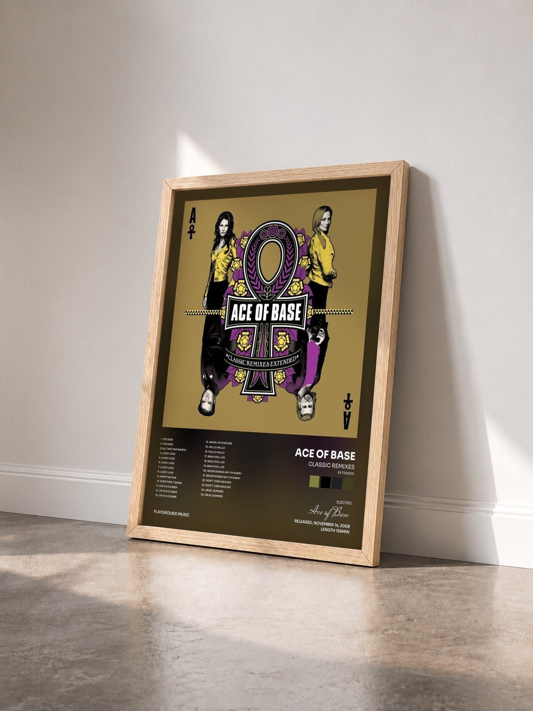 #bois Tableau de l'album Classic Remixes (Extended) de Ace of Base vu de trois quarts, cadre en bois brut