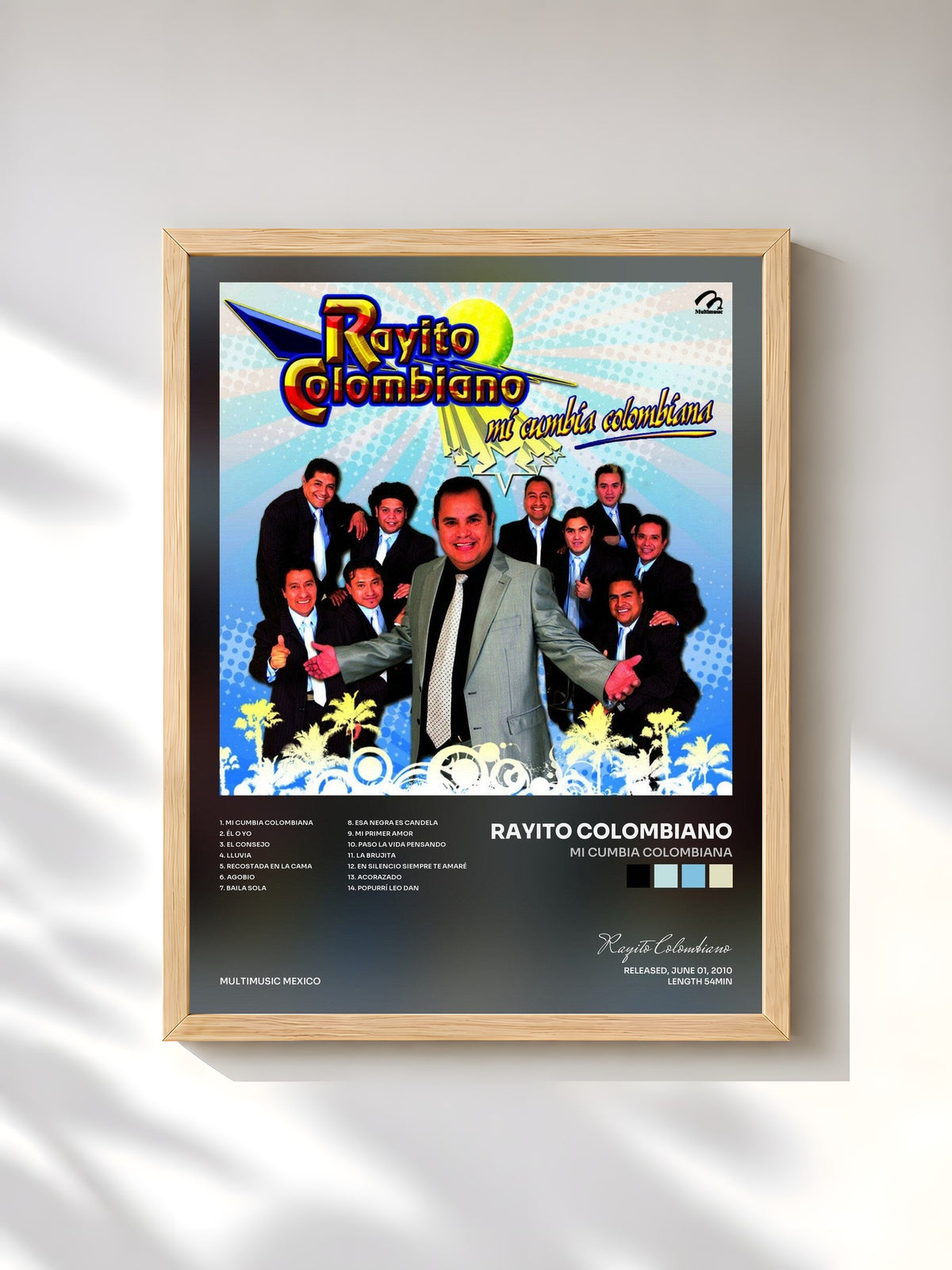 #bois Tableau de l'album Mi Cumbia Colombiana de Rayito Colombiano, cadre en bois brut, imprimé et encadré en France