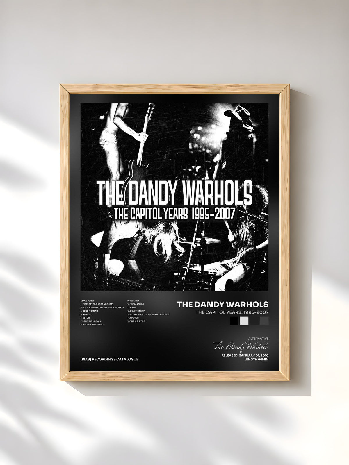 #bois Tableau de l'album The Capitol Years: 1995-2007 de The Dandy Warhols, cadre en bois brut, imprimé et encadré en France