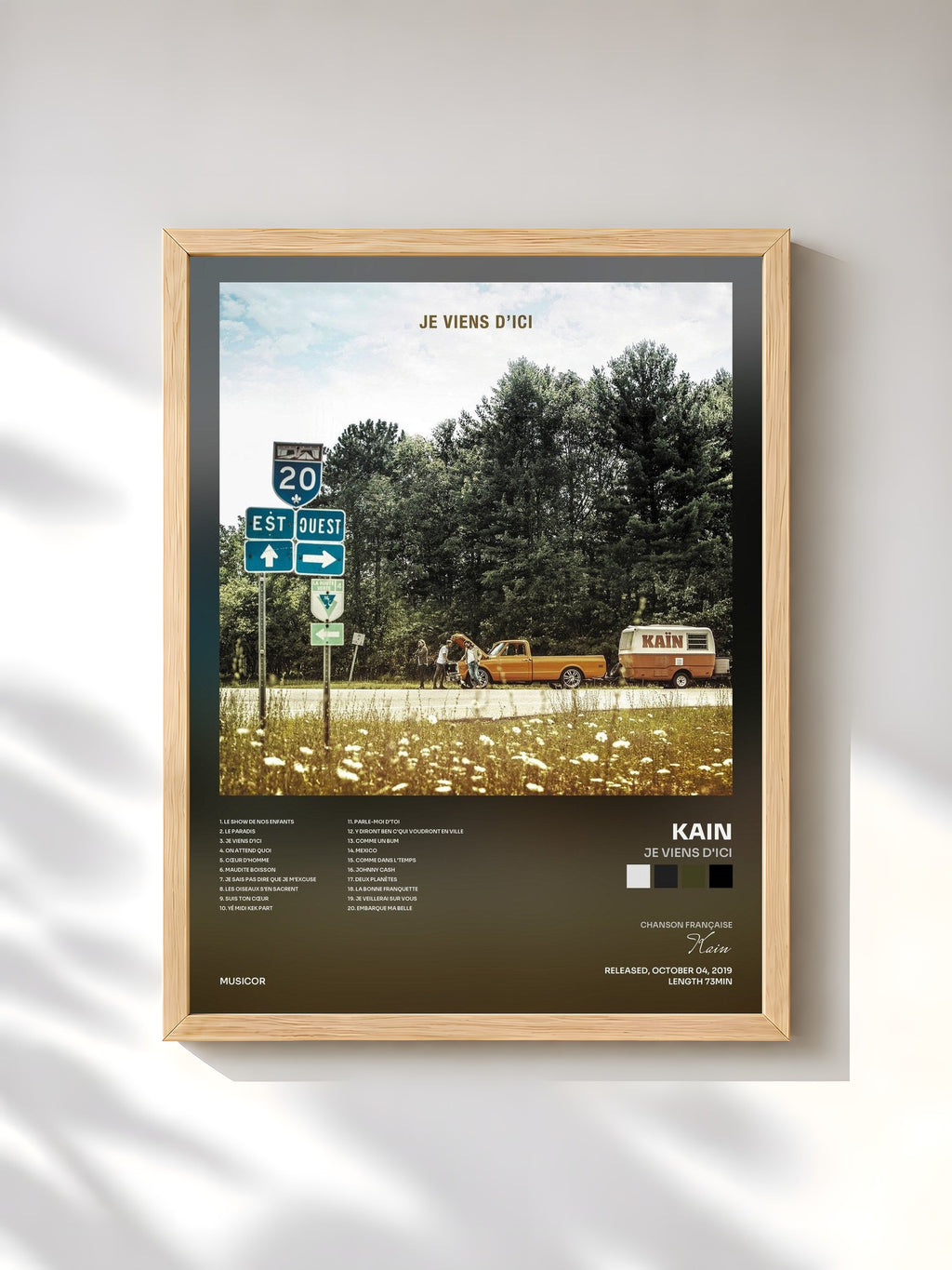 #bois Tableau de l'album Je viens d'ici de Kain, cadre en bois brut, imprimé et encadré en France
