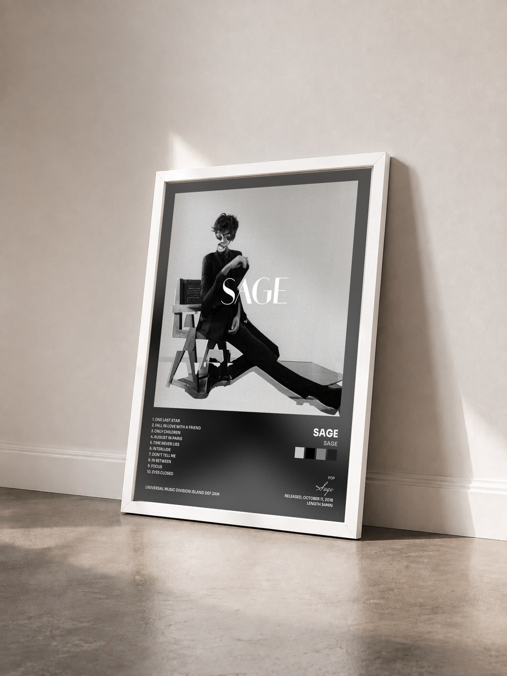 #blanc Tableau de l'album Sage de Sage vu de trois quarts, cadre blanc