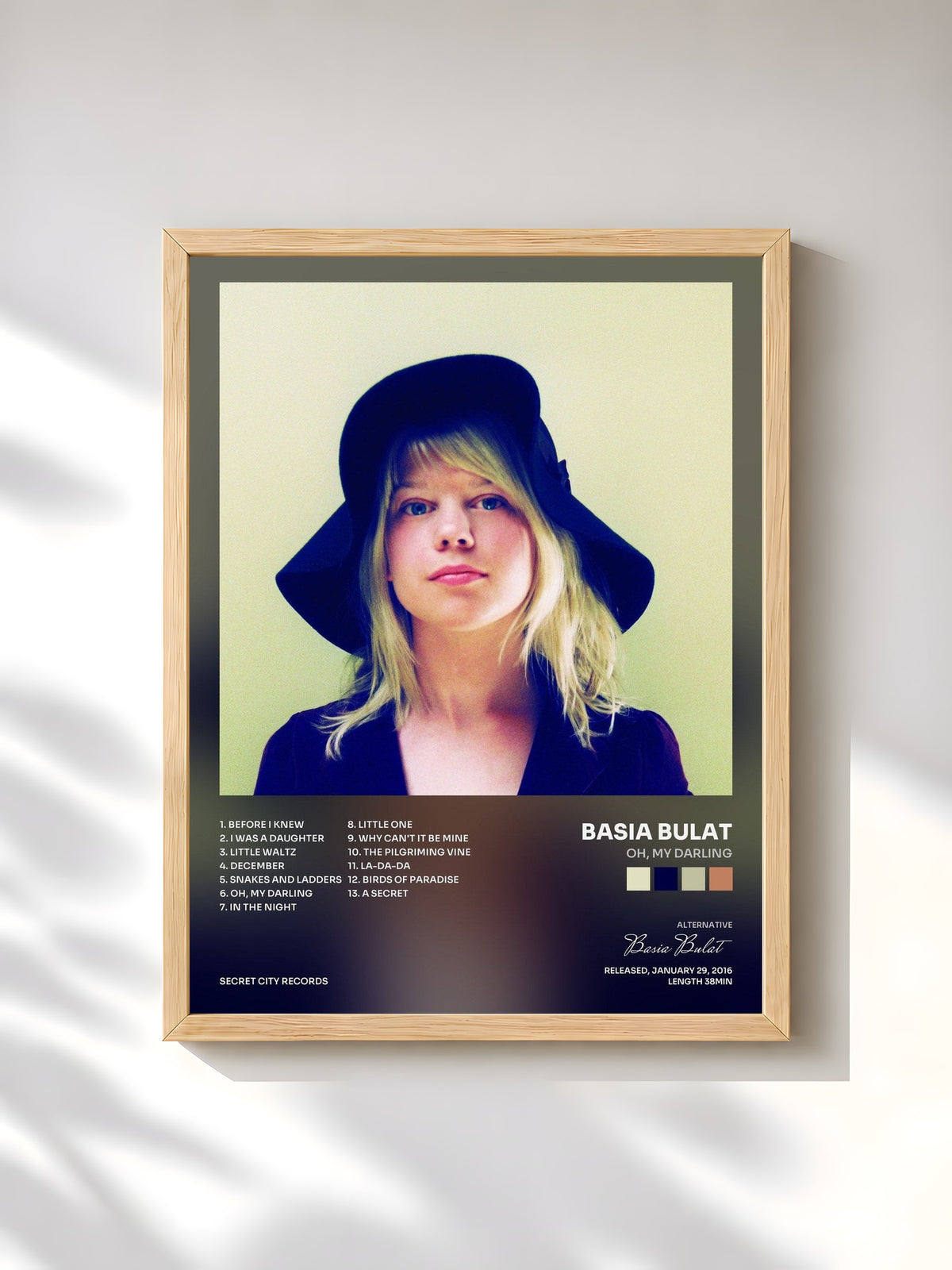 #bois Tableau de l'album Oh, My Darling de Basia Bulat, cadre en bois brut, imprimé et encadré en France