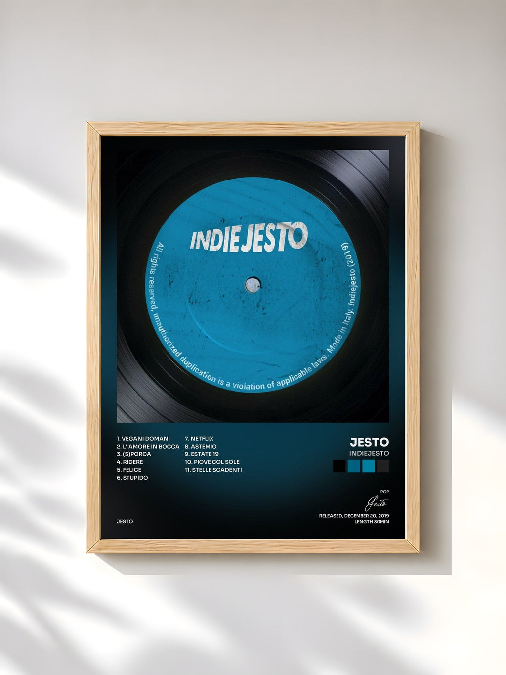 #bois Tableau de l'album Indiejesto de Jesto, cadre en bois brut, imprimé et encadré en France