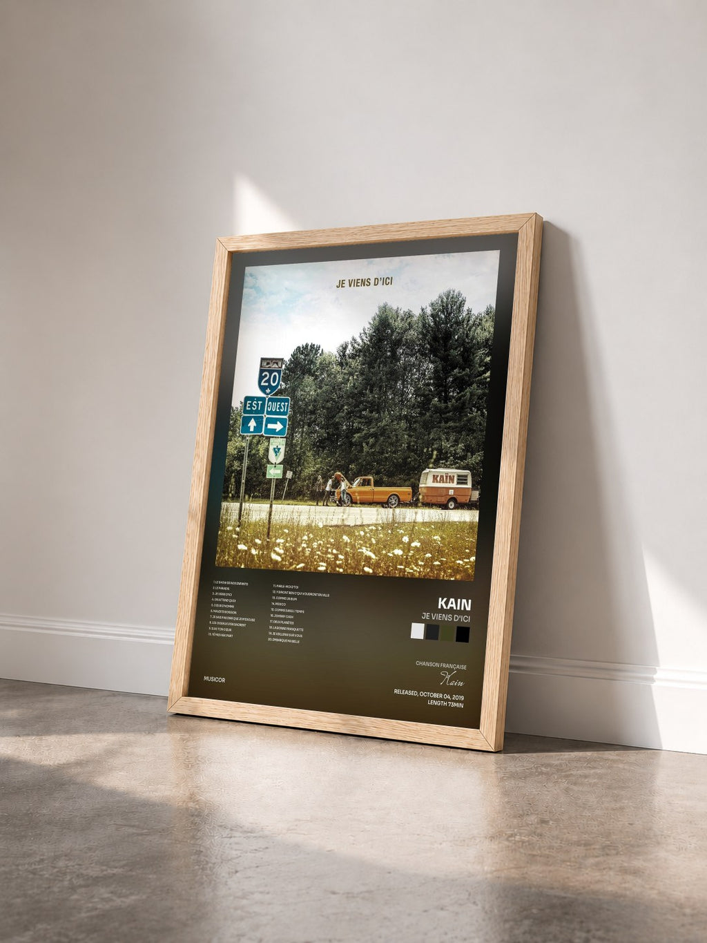 #bois Tableau de l'album Je viens d'ici de Kain vu de trois quarts, cadre en bois brut