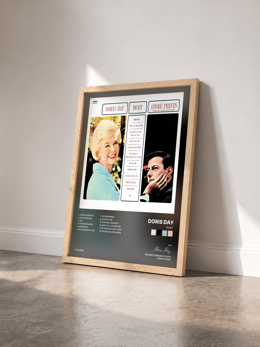 #bois Tableau de l'album Duet de Doris Day vu de trois quarts, cadre en bois brut