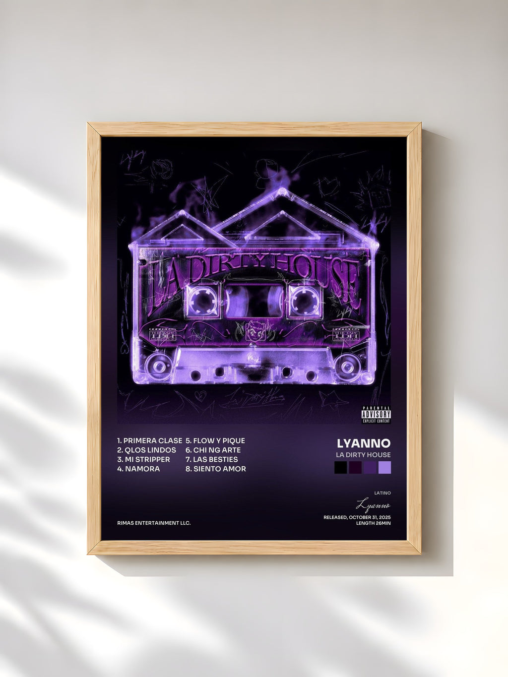 #bois Tableau de l'album LA DIRTY HOUSE de Lyanno, cadre en bois brut, imprimé et encadré en France