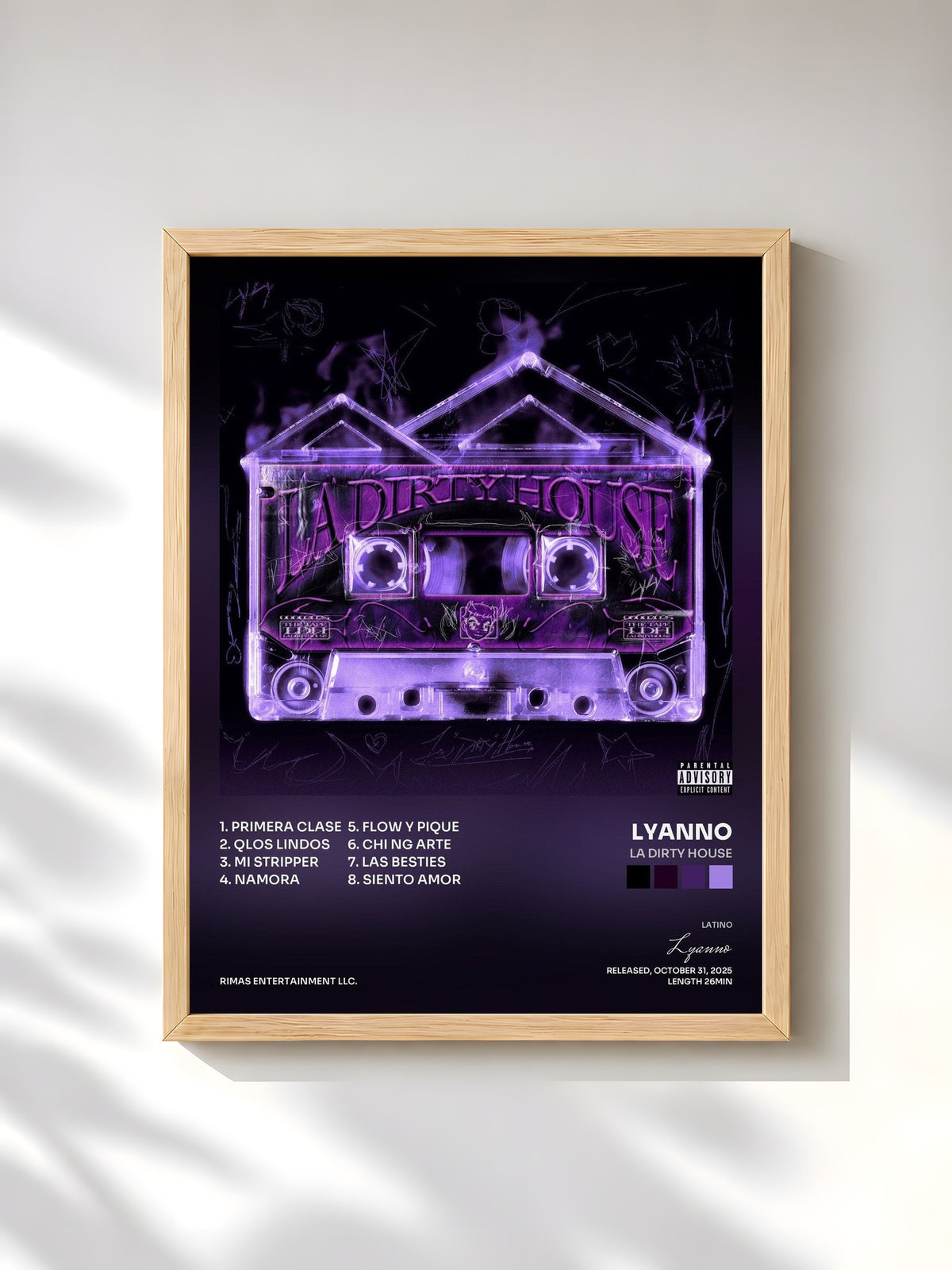 #bois Tableau de l'album LA DIRTY HOUSE de Lyanno, cadre en bois brut, imprimé et encadré en France