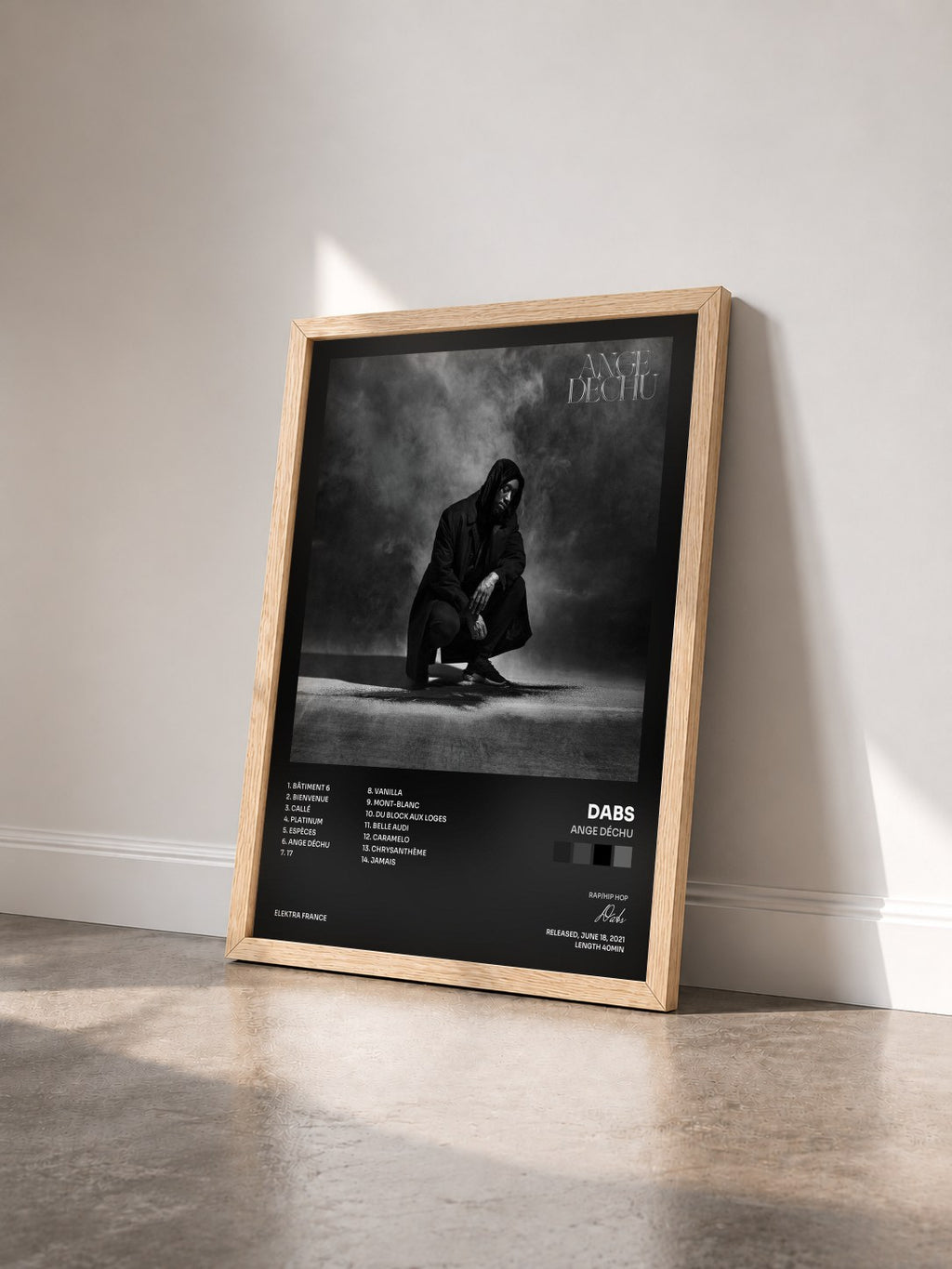 #bois Tableau de l'album Ange déchu de Dabs vu de trois quarts, cadre en bois brut