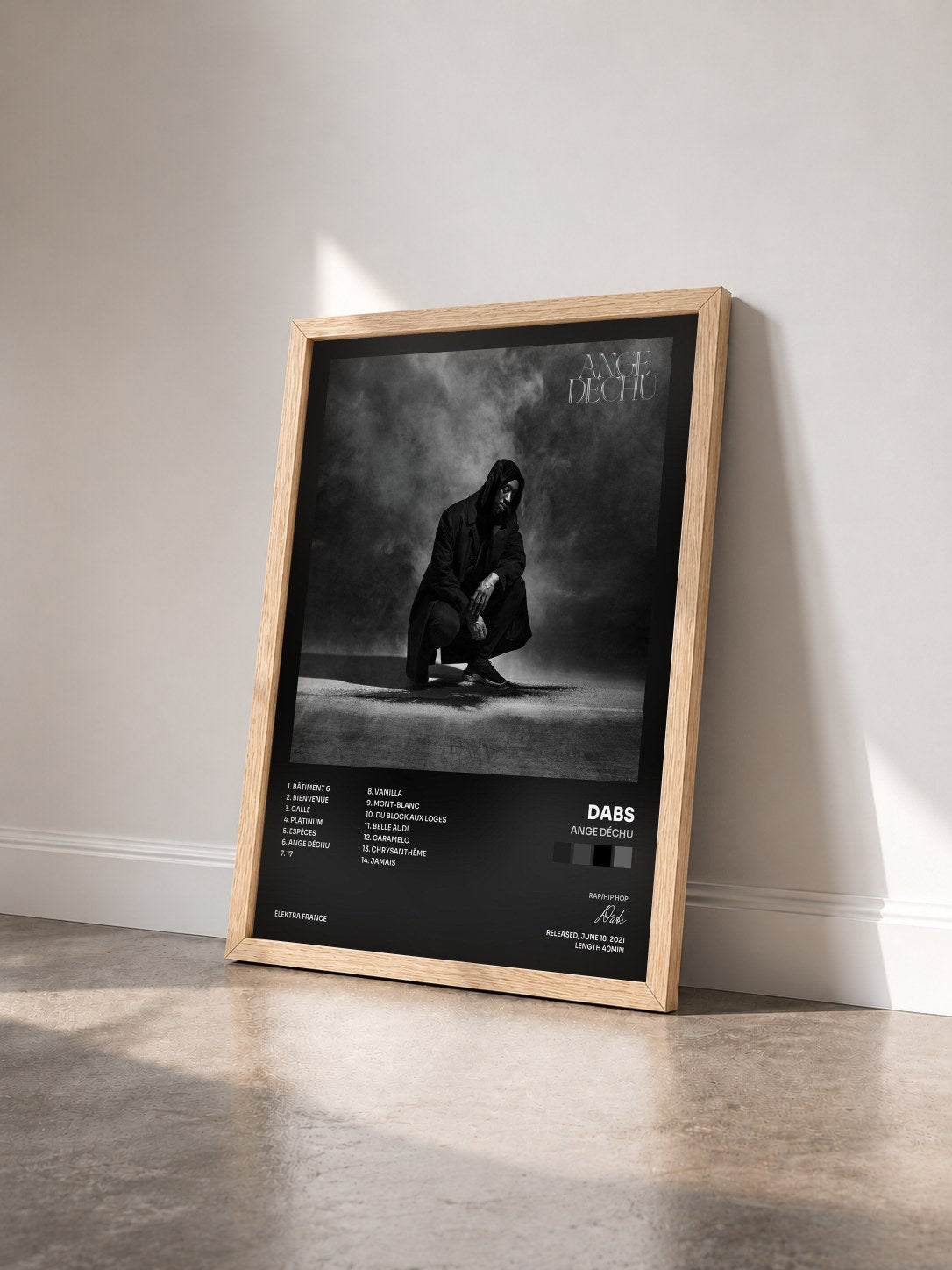 #bois Tableau de l'album Ange déchu de Dabs vu de trois quarts, cadre en bois brut
