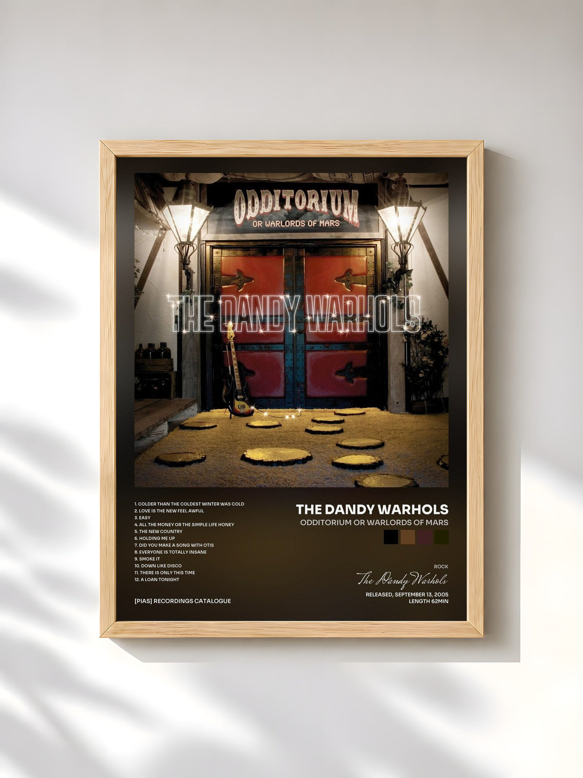 #bois Tableau de l'album Odditorium Or Warlords Of Mars de The Dandy Warhols, cadre en bois brut, imprimé et encadré en France