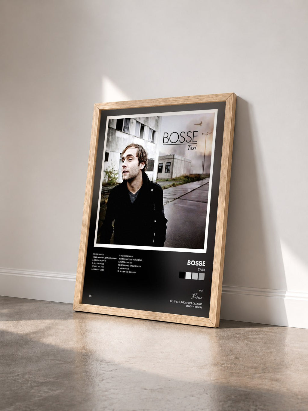 #bois Tableau de l'album Taxi de Bosse vu de trois quarts, cadre en bois brut