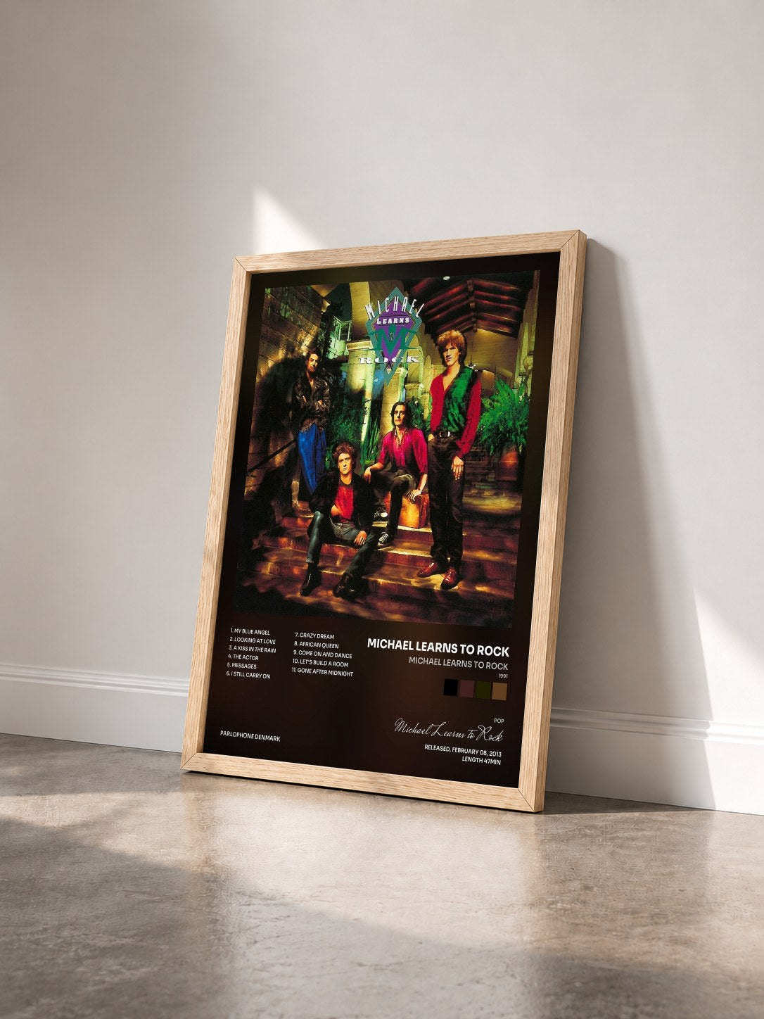 #bois Tableau de l'album Michael Learns To Rock (1991) de Michael Learns to Rock vu de trois quarts, cadre en bois brut