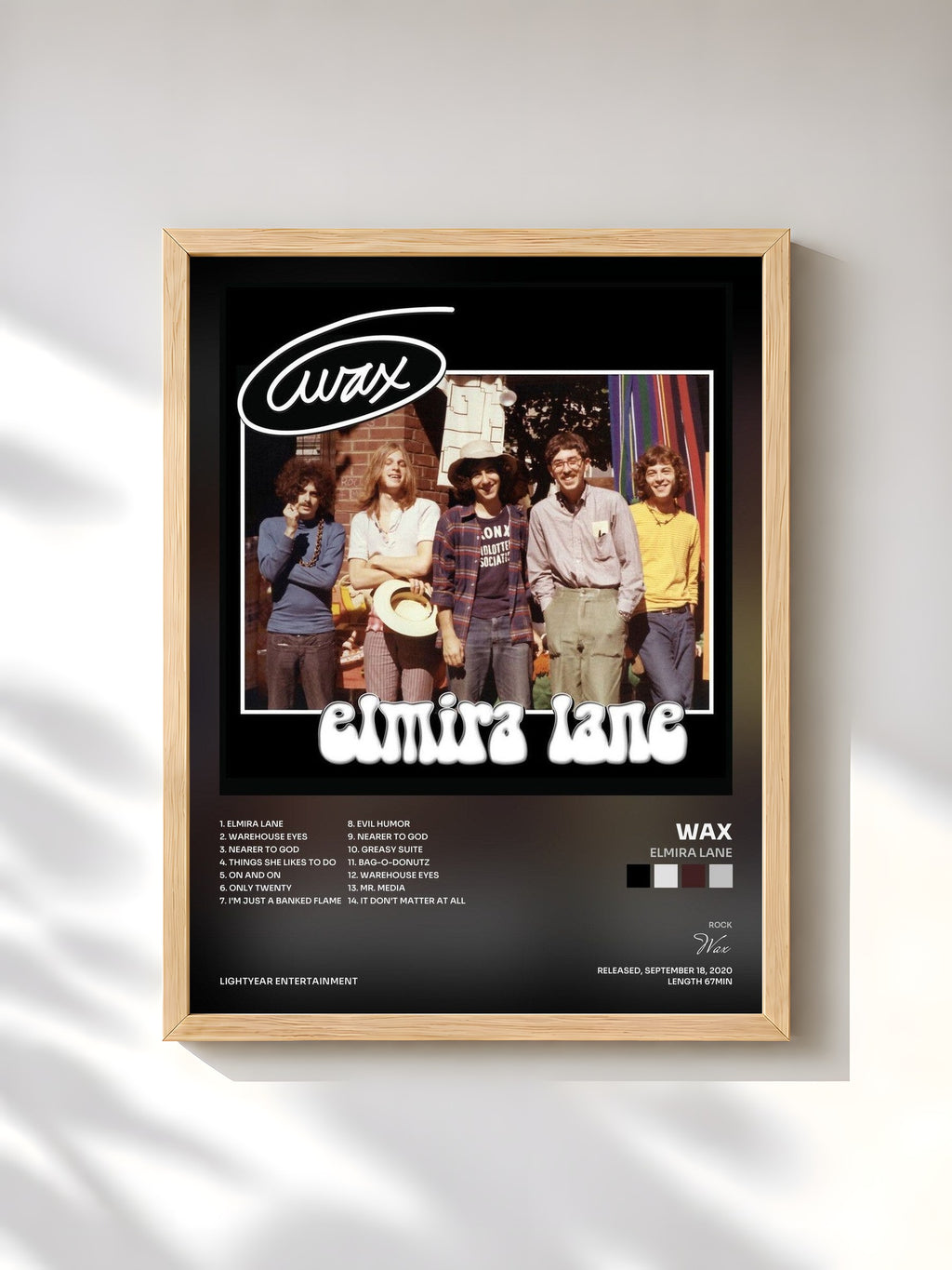 #bois Tableau de l'album Elmira Lane de Wax, cadre en bois brut, imprimé et encadré en France