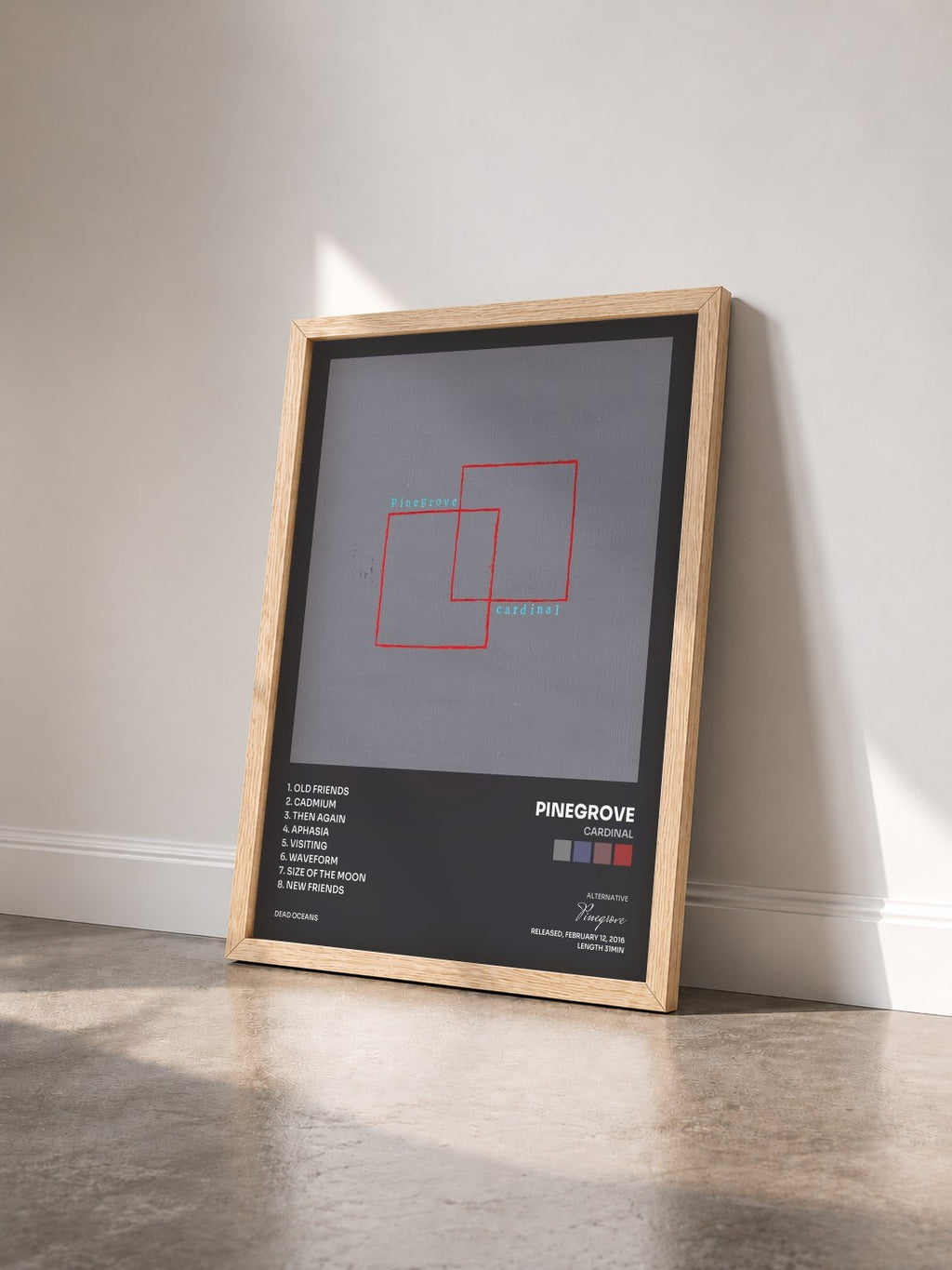 #bois Tableau de l'album Cardinal de Pinegrove vu de trois quarts, cadre en bois brut