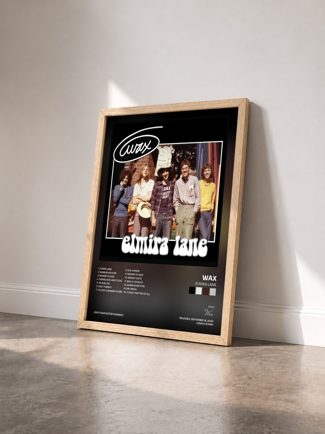 #bois Tableau de l'album Elmira Lane de Wax vu de trois quarts, cadre en bois brut