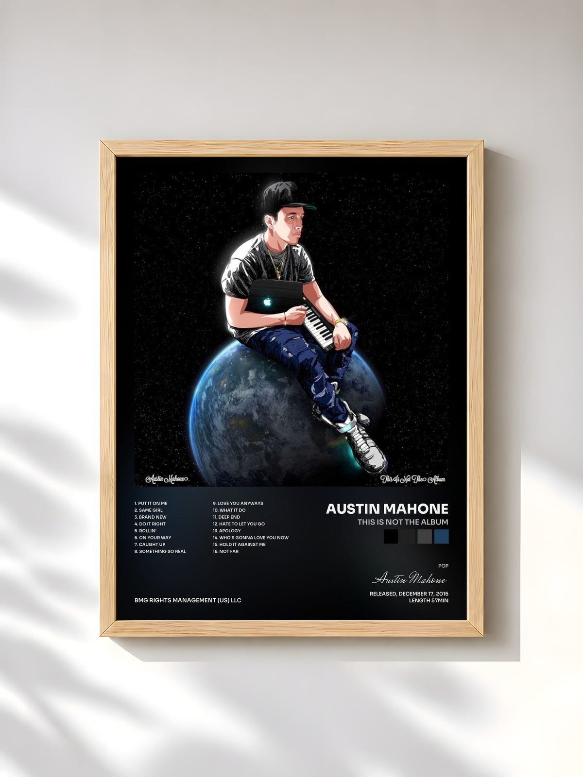 #bois Tableau de l'album This Is Not The Album de Austin Mahone, cadre en bois brut, imprimé et encadré en France