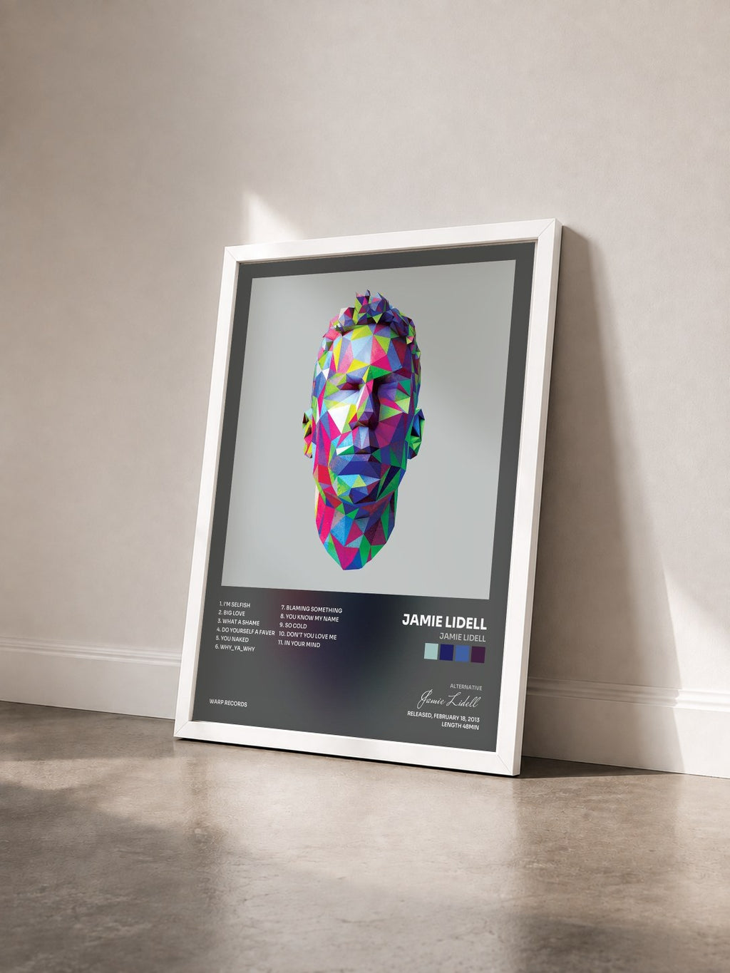 #blanc Tableau de l'album Jamie Lidell de Jamie Lidell vu de trois quarts, cadre blanc