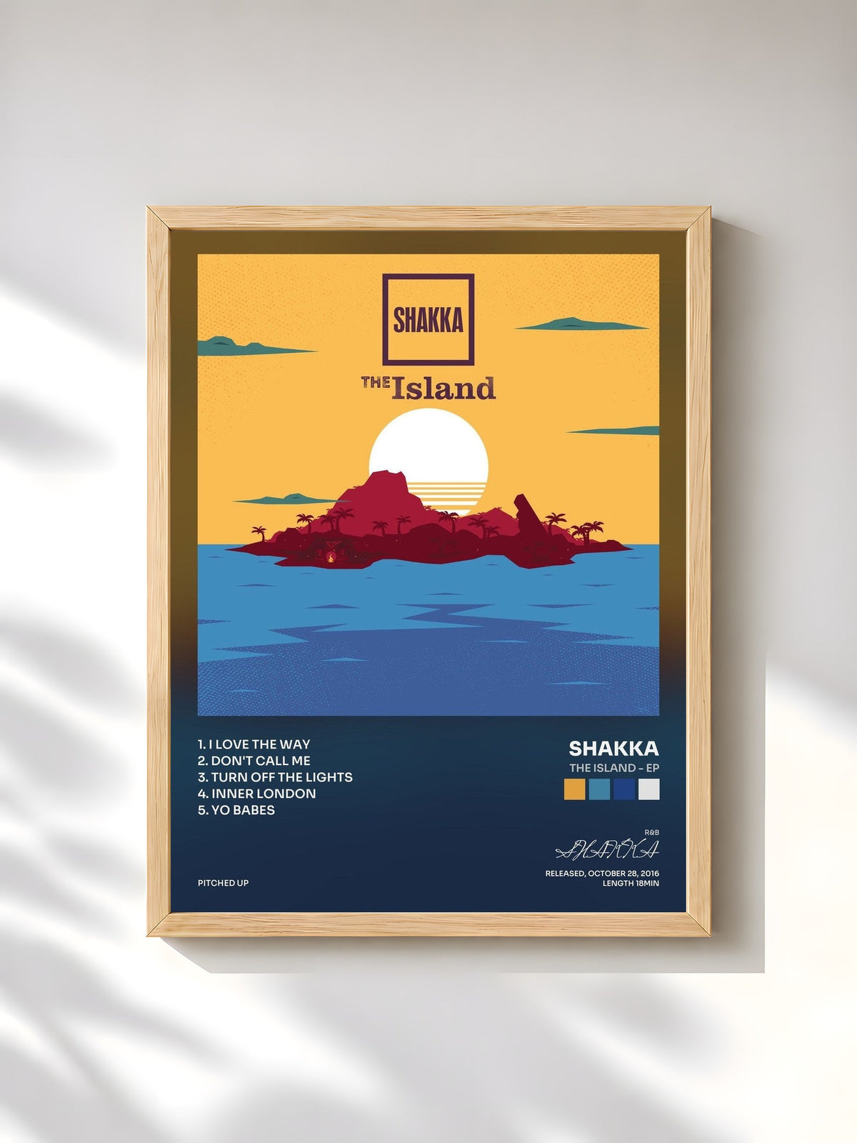#bois Tableau de l'album The Island - EP de SHAKKA, cadre en bois brut, imprimé et encadré en France