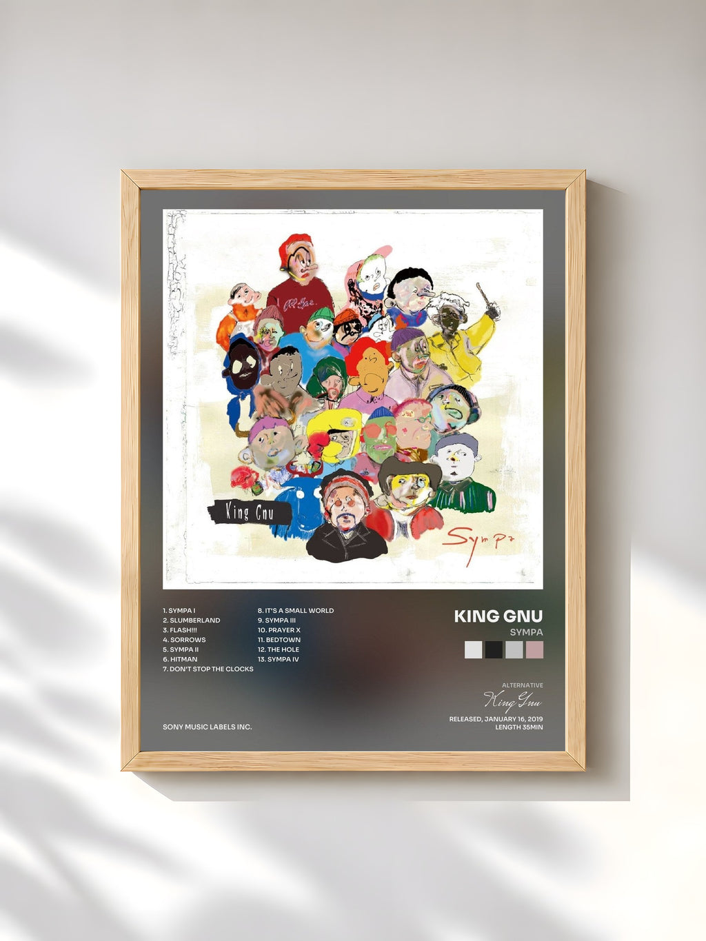 #bois Tableau de l'album Sympa de King Gnu, cadre en bois brut, imprimé et encadré en France