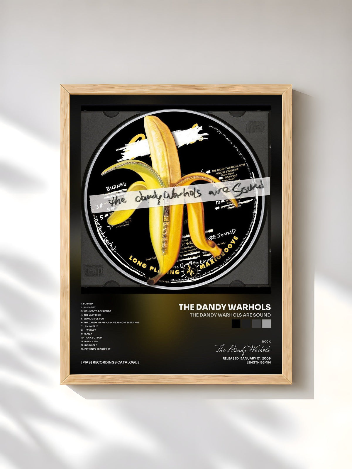 #bois Tableau de l'album The Dandy Warhols Are Sound de The Dandy Warhols, cadre en bois brut, imprimé et encadré en France