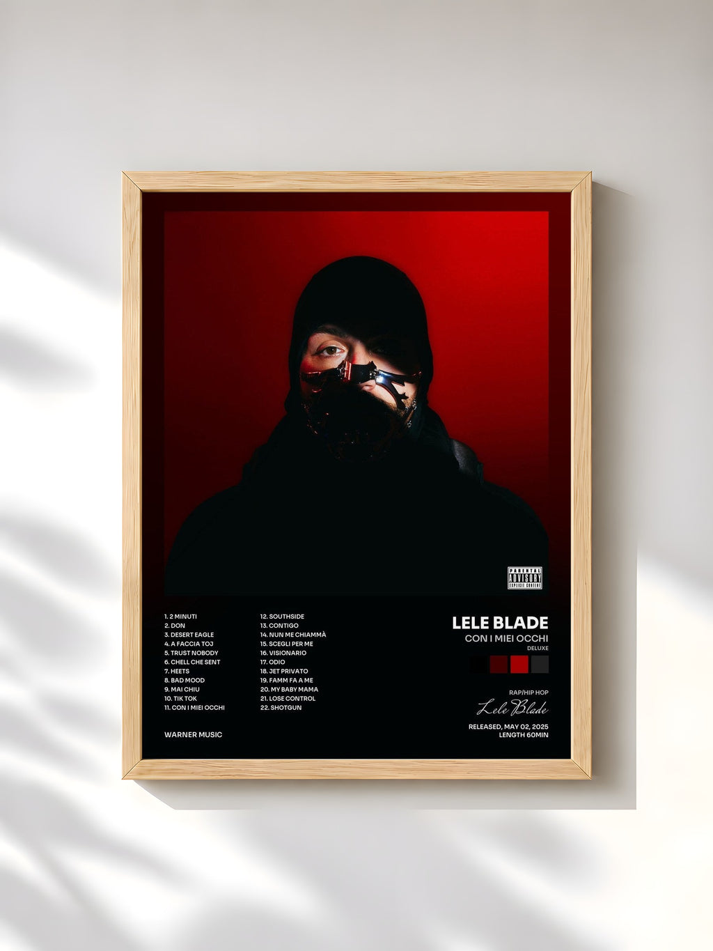 #bois Tableau de l'album CON I MIEI OCCHI (Deluxe) de Lele Blade, cadre en bois brut, imprimé et encadré en France